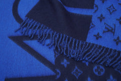 Louis Vuitton Monogram Split Blue Scarf (Pre-owned)