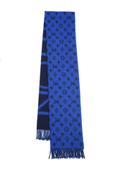 Louis Vuitton Monogram Split Blue Scarf (Pre-owned)