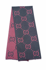 Gucci Jacquard Wool & Silk Grey Scarf (Pre-owned)