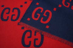 Gucci Jacquard Wool & Silk Blue Scarf (Pre-owned)