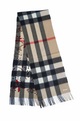 Burberry Cashmere Beige Plaid Print Scarf (Pre-owned)
