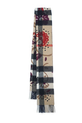 Burberry Cashmere Beige Plaid Print Scarf (Pre-owned)