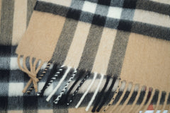 BURBERRY Beige Cashmere Check Scarf (Pre-Owned)