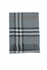BURBERRY Grey Check Cashmere Scarf (Pre- Owned)