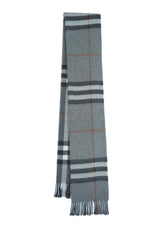BURBERRY Grey Check Cashmere Scarf (Pre- Owned)