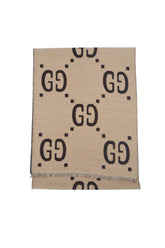 Gucci Wool Silk GG Monogram Freedom Beige Scarf (Pre-owned)