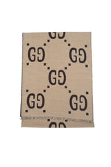 Gucci Wool Silk GG Monogram Freedom Beige Scarf (Pre-owned)