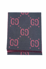 Gucci Jacquard Wool & Silk Grey Scarf (Pre-owned)