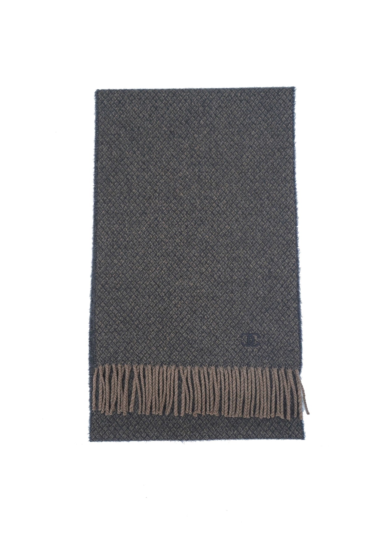 Chanel 2010s Fringed Check Logo Scarf (Pre-owned)