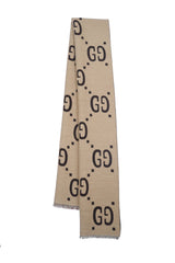 Gucci Wool Silk GG Monogram Freedom Beige Scarf (Pre-owned)
