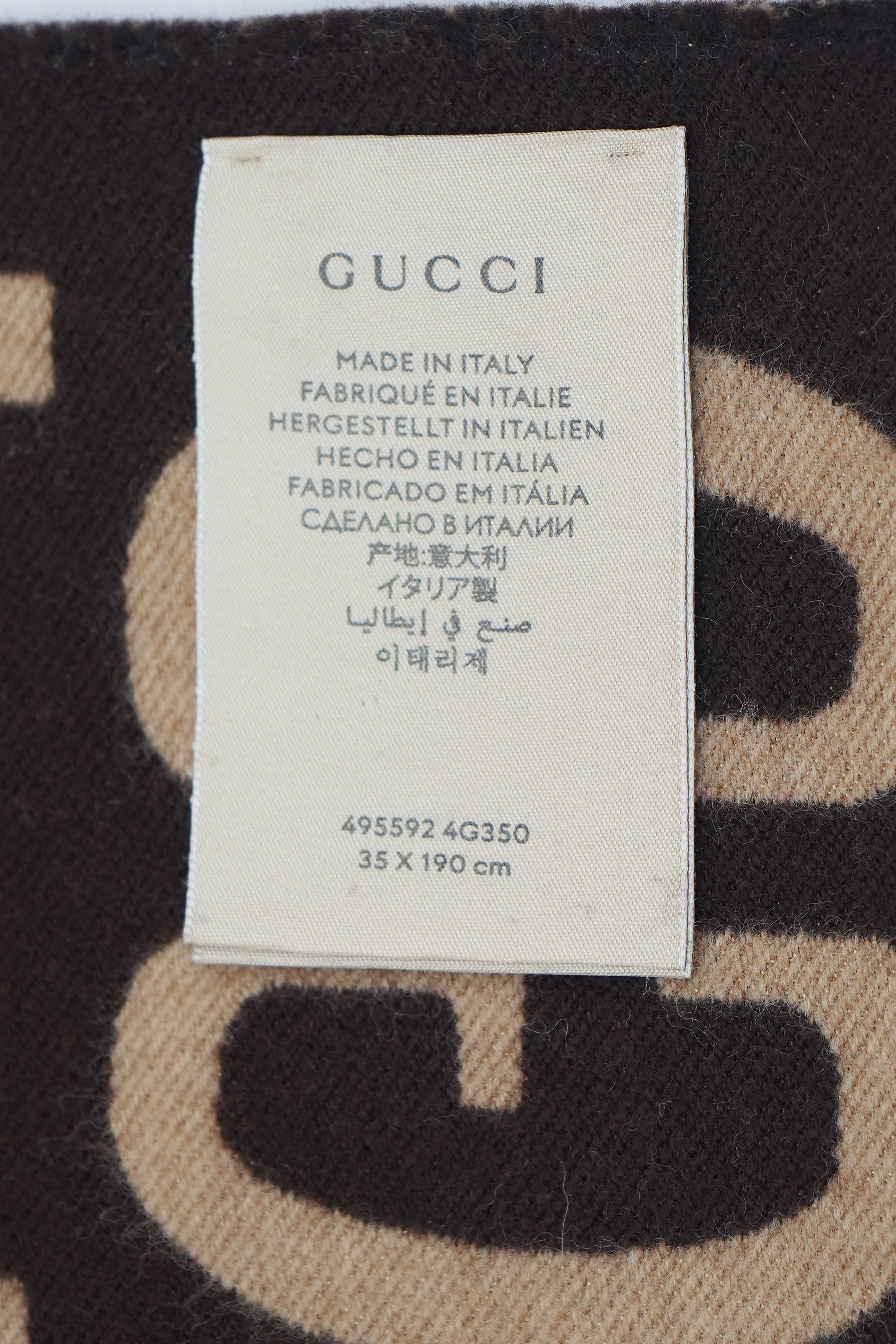 Gucci Wool Silk GG Monogram Freedom Beige Scarf (Pre-owned)