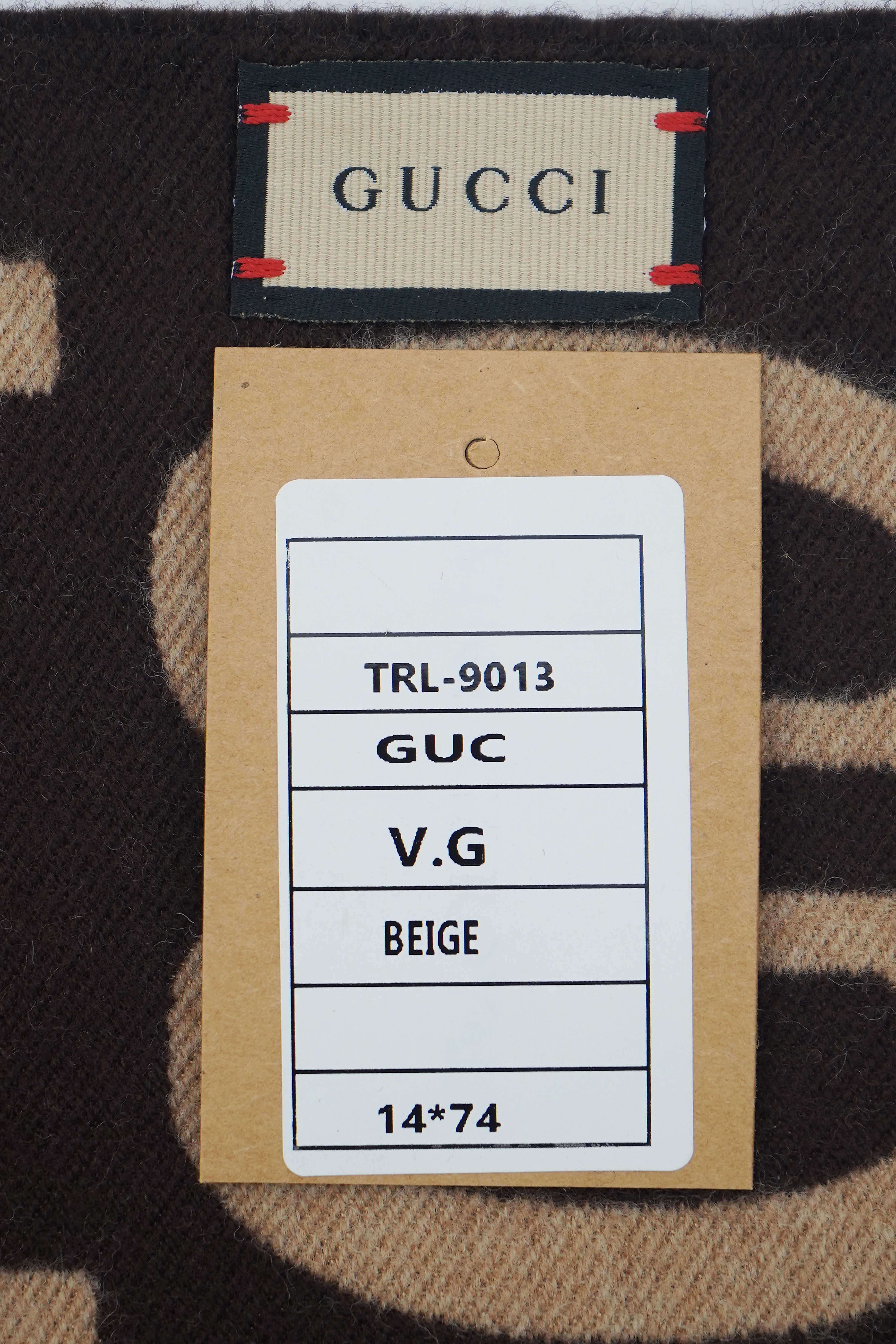 Gucci Wool Silk GG Monogram Freedom Beige Scarf (Pre-owned)