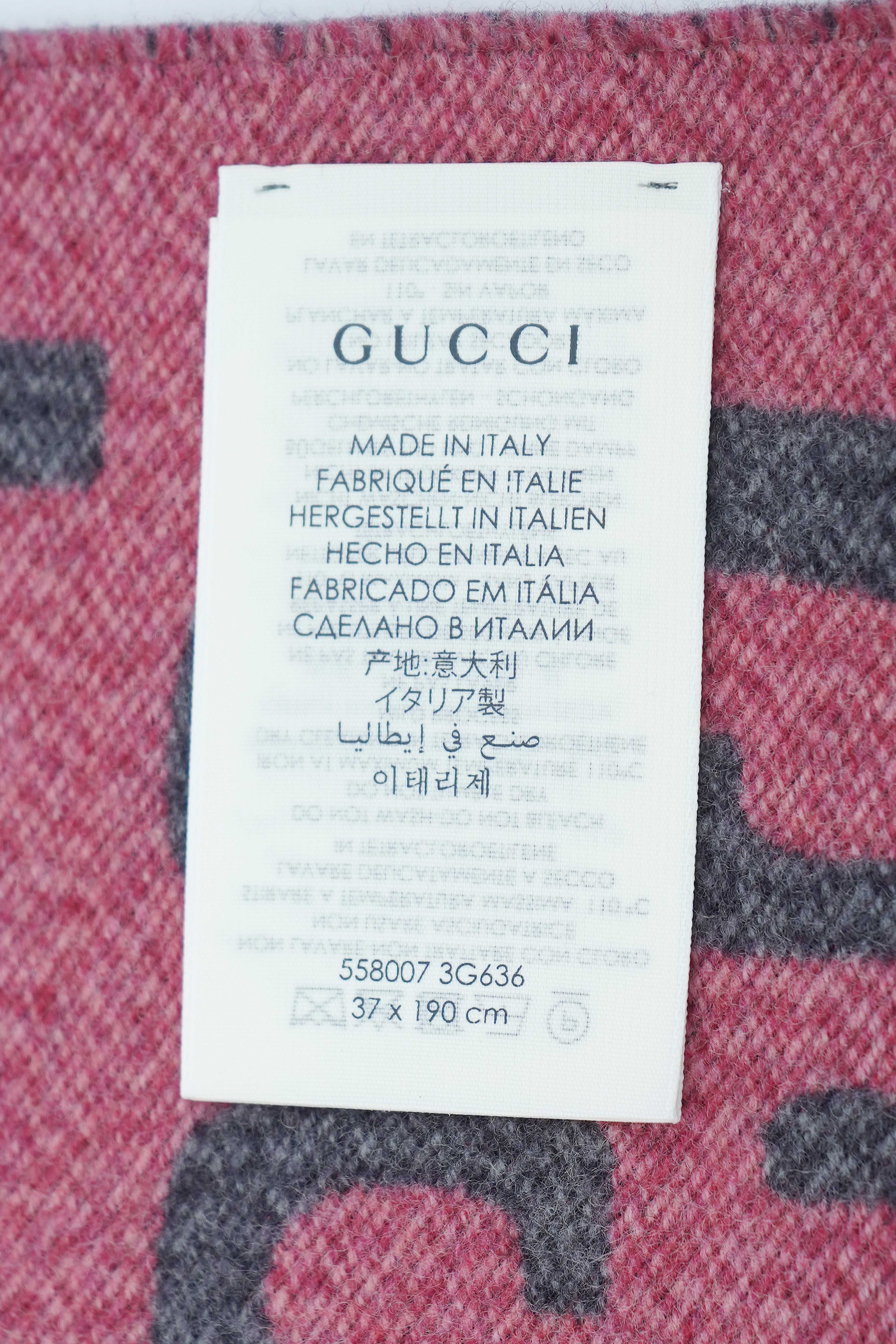 Gucci Jacquard Wool & Silk Grey Scarf (Pre-owned)