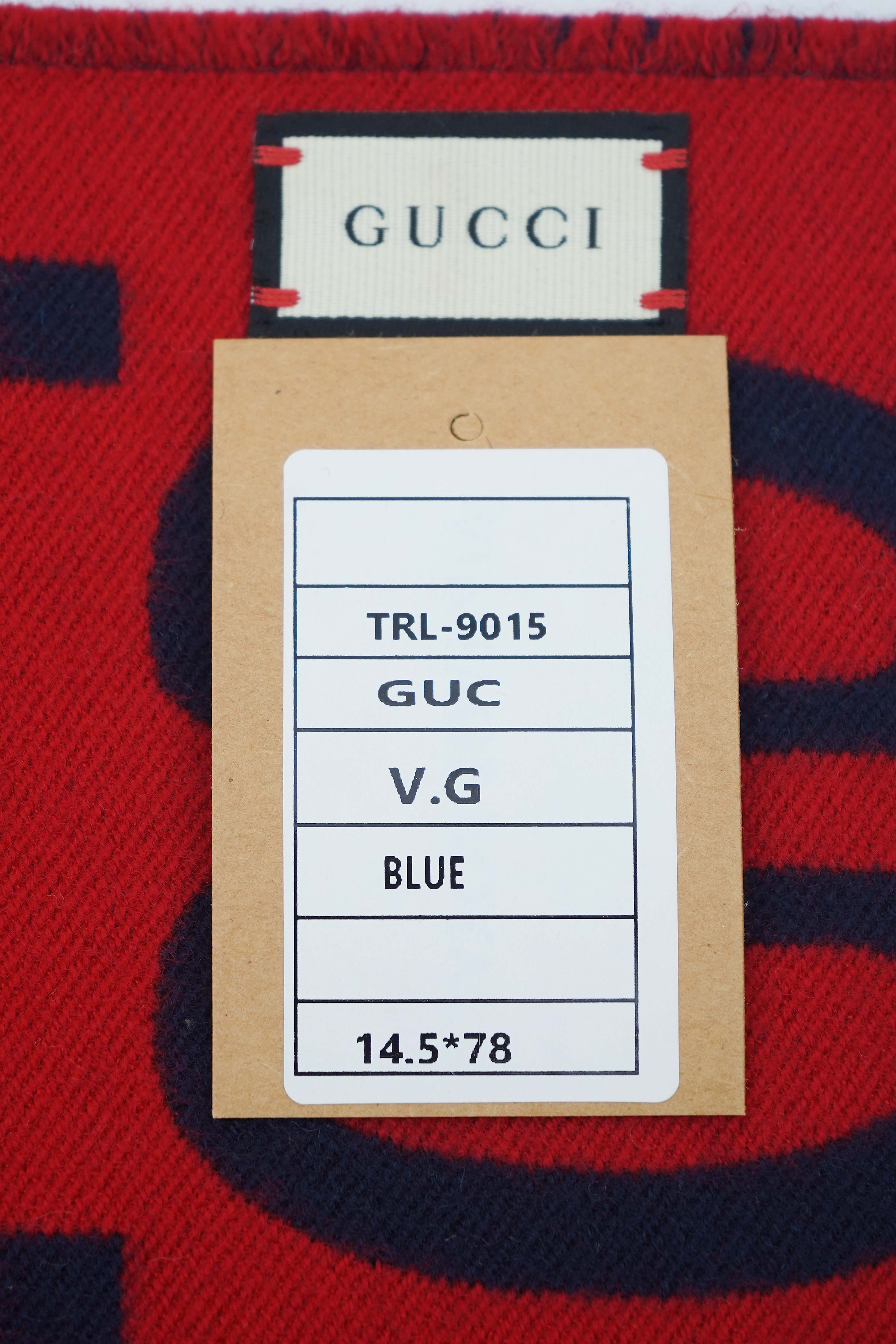 Gucci Jacquard Wool & Silk Blue Scarf (Pre-owned)