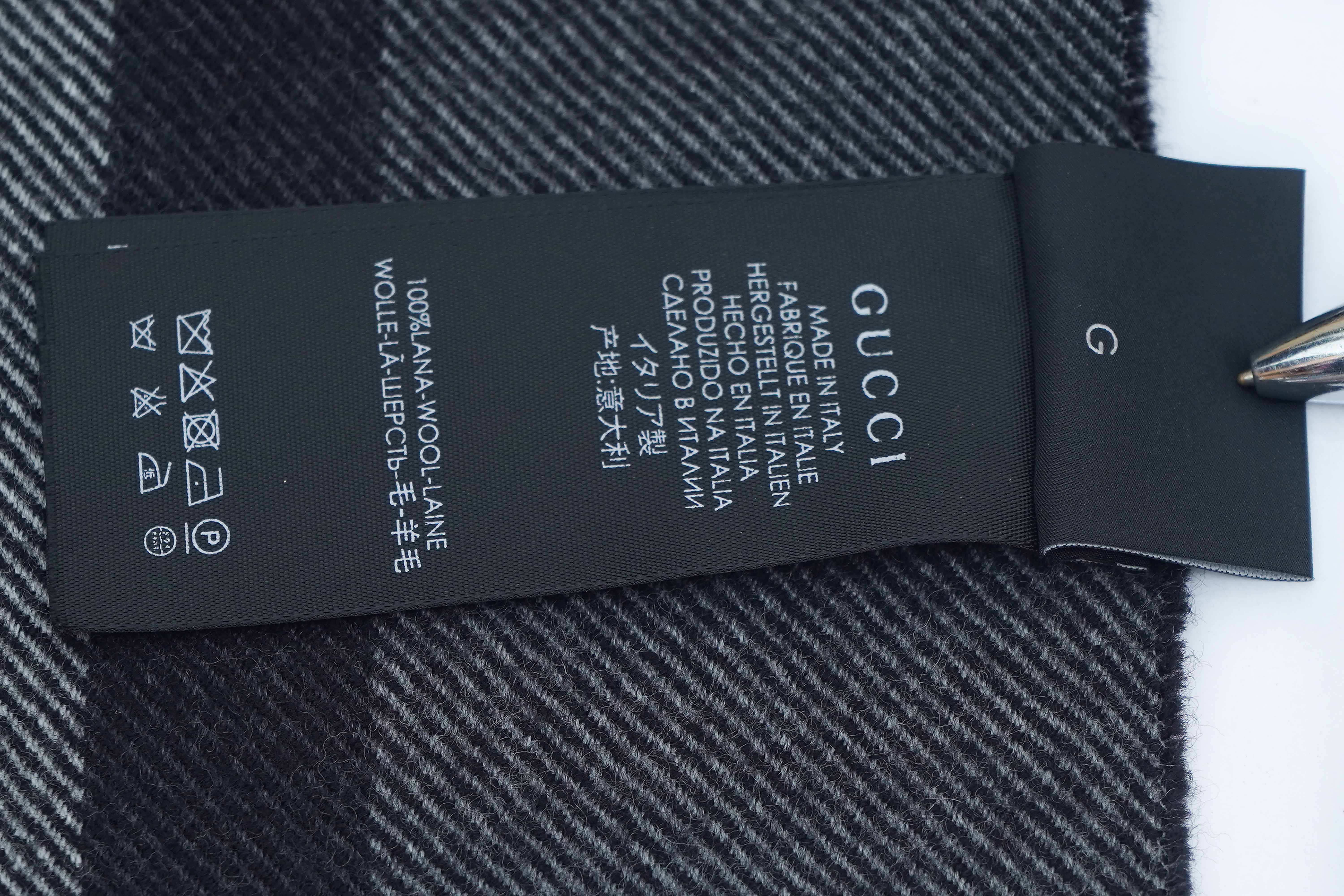 Gucci Charcoal Grey Wool Scarf (Pre-owned)