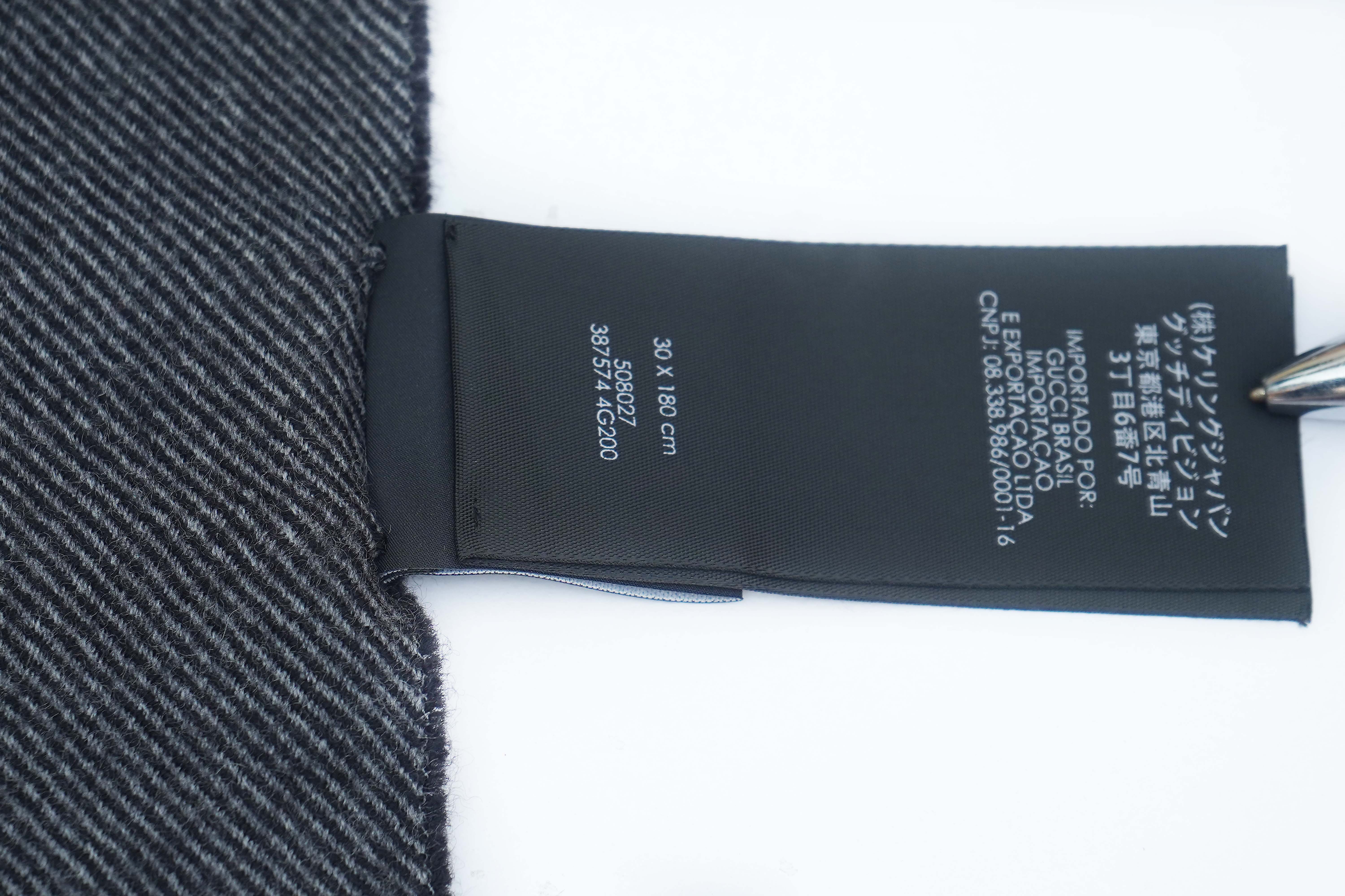 Gucci Charcoal Grey Wool Scarf (Pre-owned)