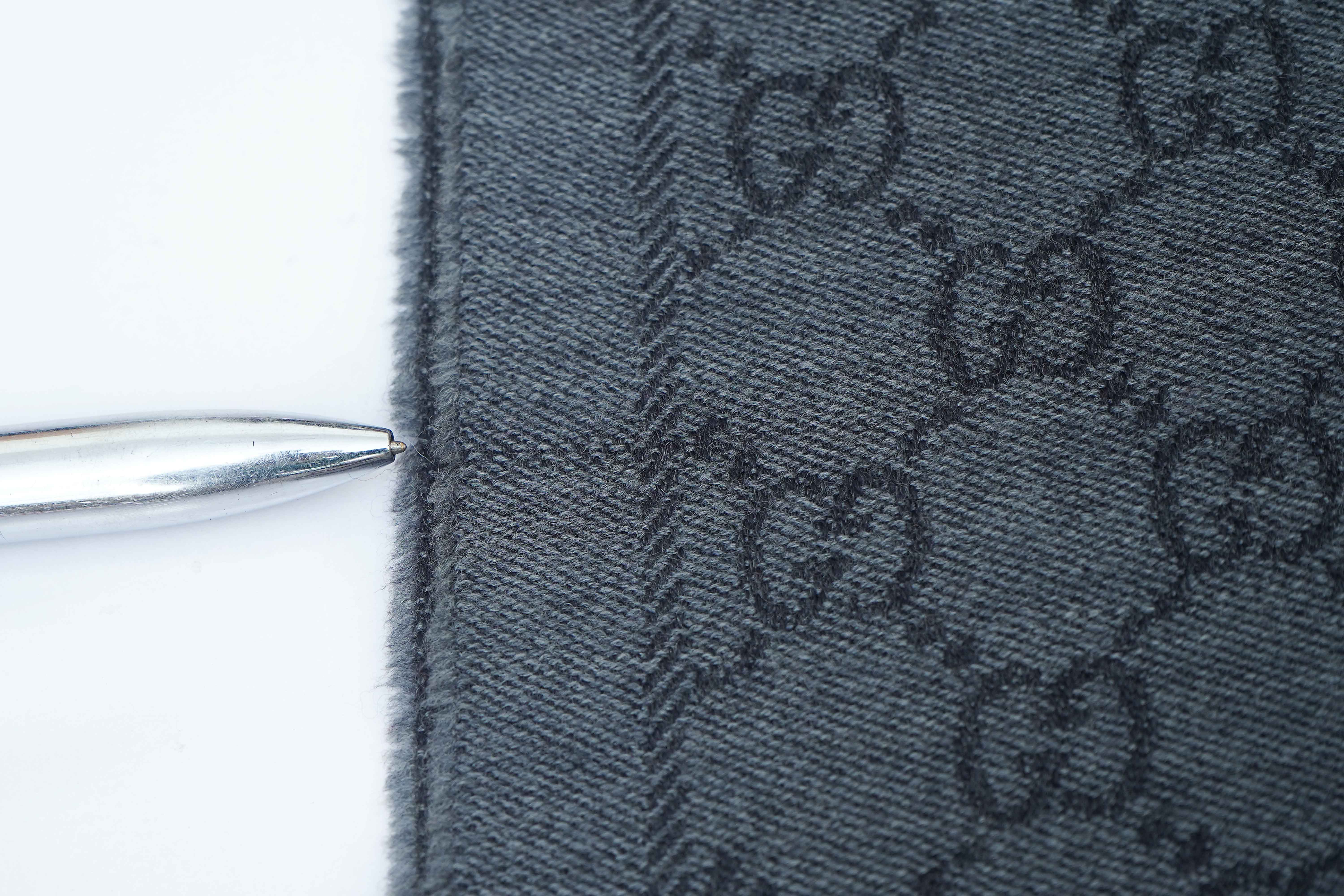 Gucci GG Jacquard Pattern Knitted Wool Dark Grey Scarf (Pre-owned)