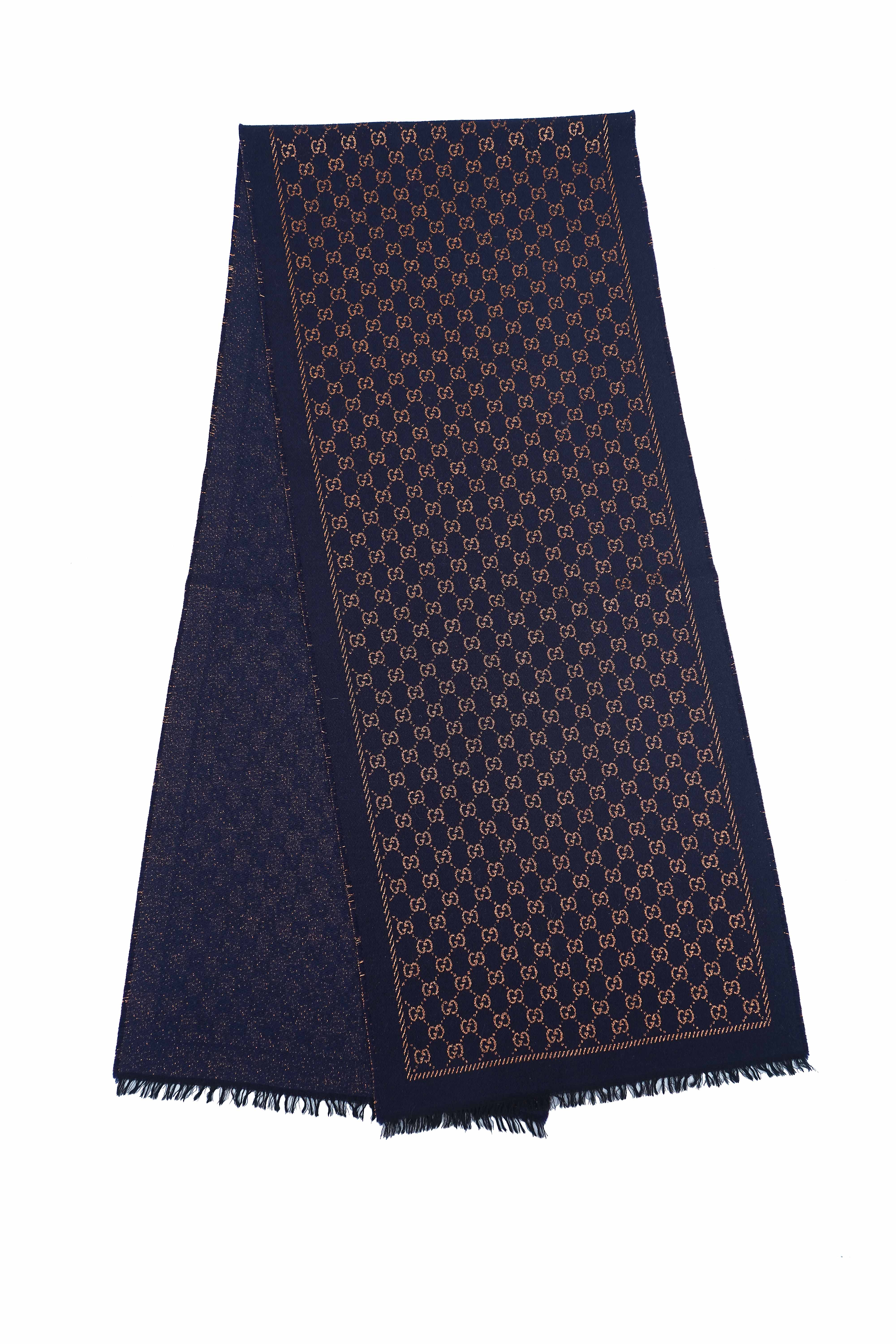 Gucci Wool Silk Jacquard GG Monogram Stenix Scarf (Pre-owned)