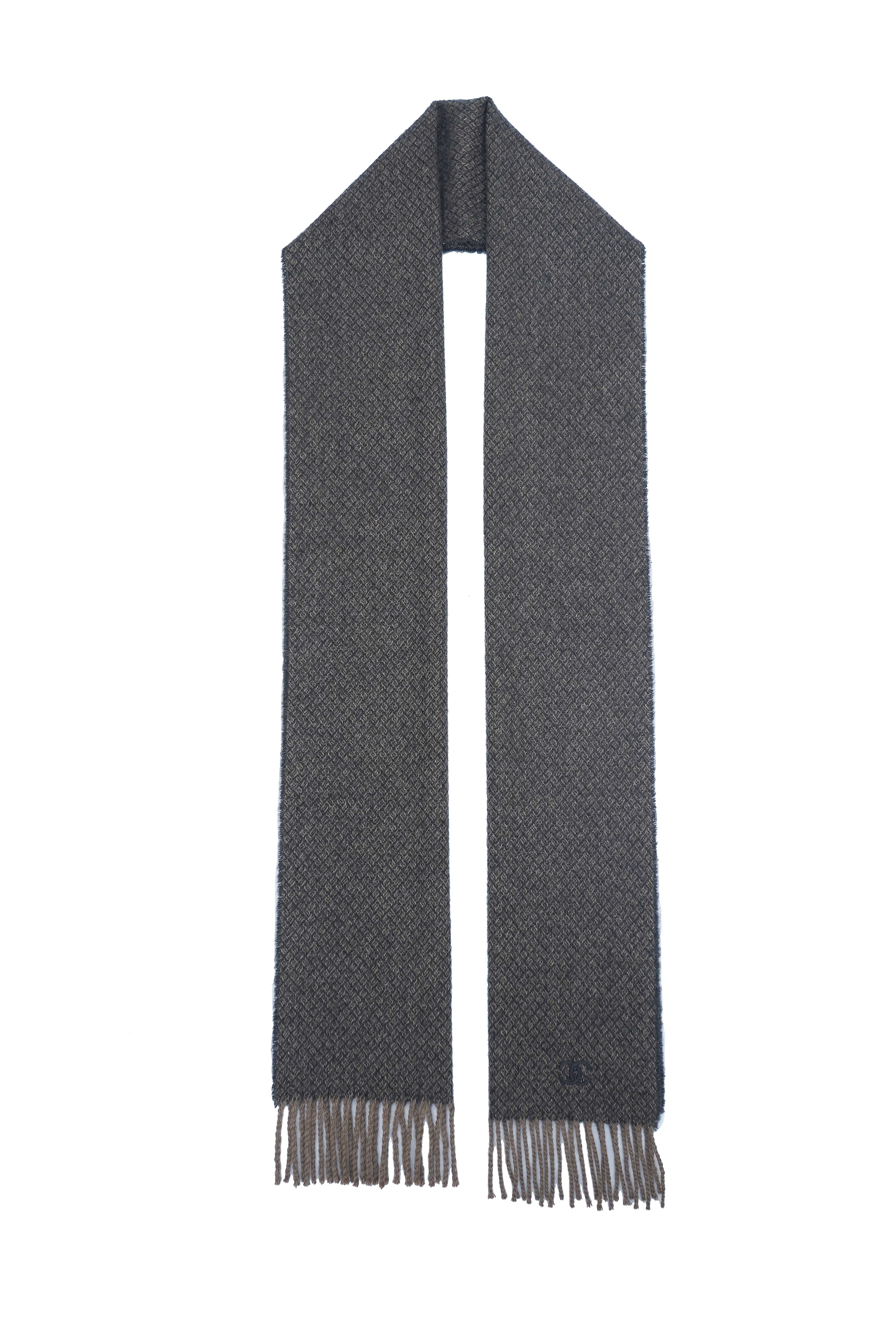 Chanel 2010s Fringed Check Logo Scarf (Pre-owned)