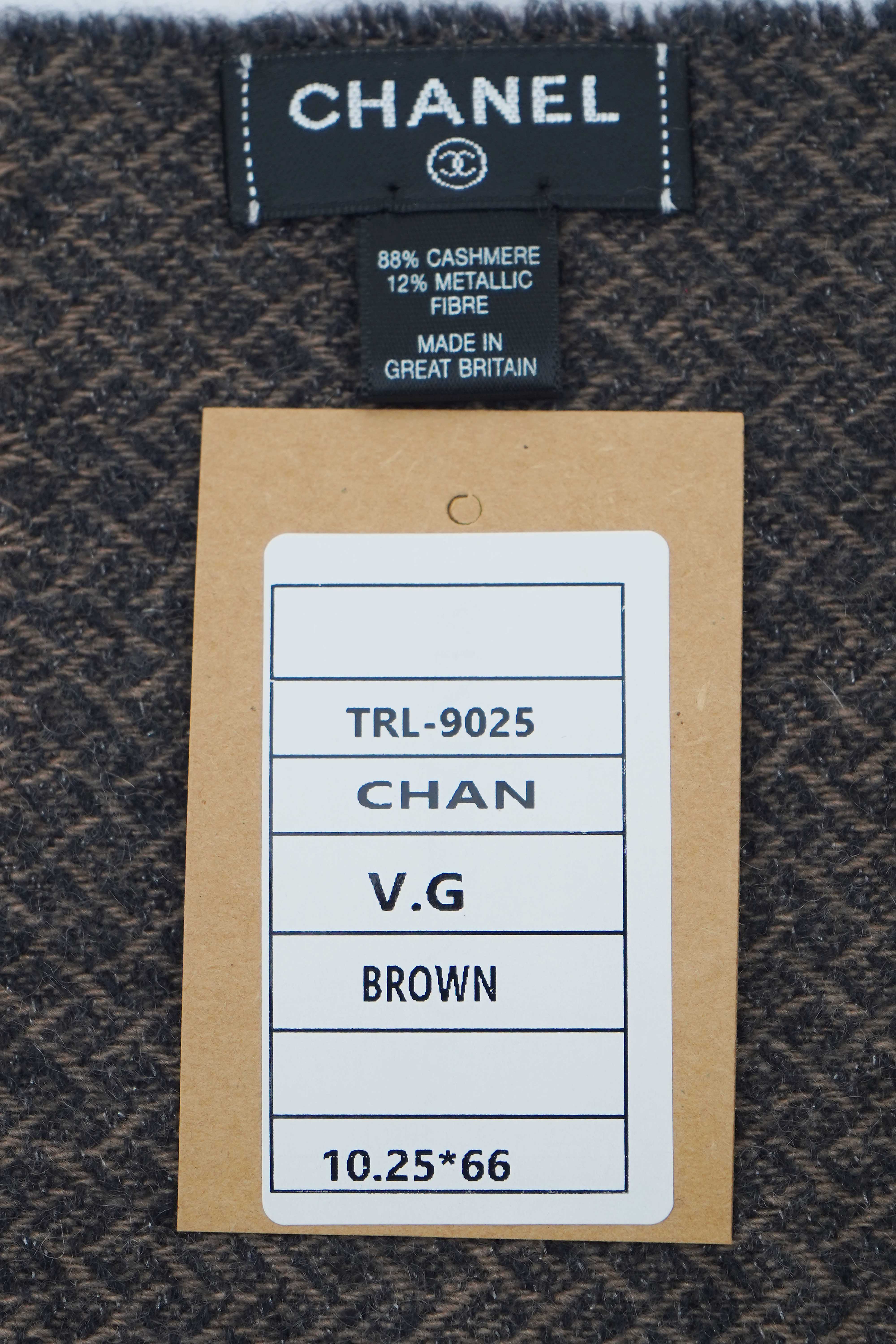 Chanel 2010s Fringed Check Logo Scarf (Pre-owned)