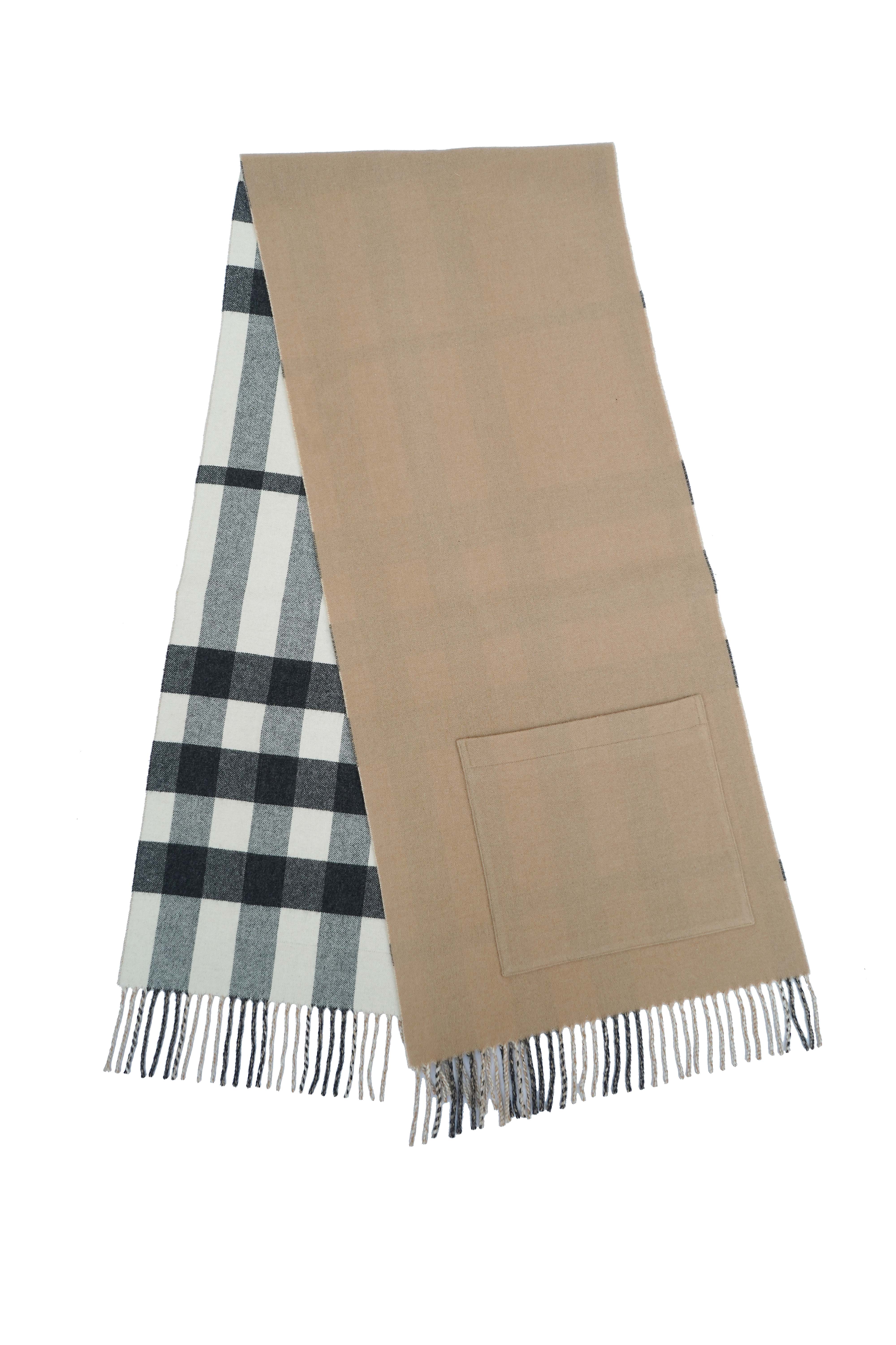 Burberry St Helene Beige Cashmere Blend Reversible Check Scarf (Pre-owned)