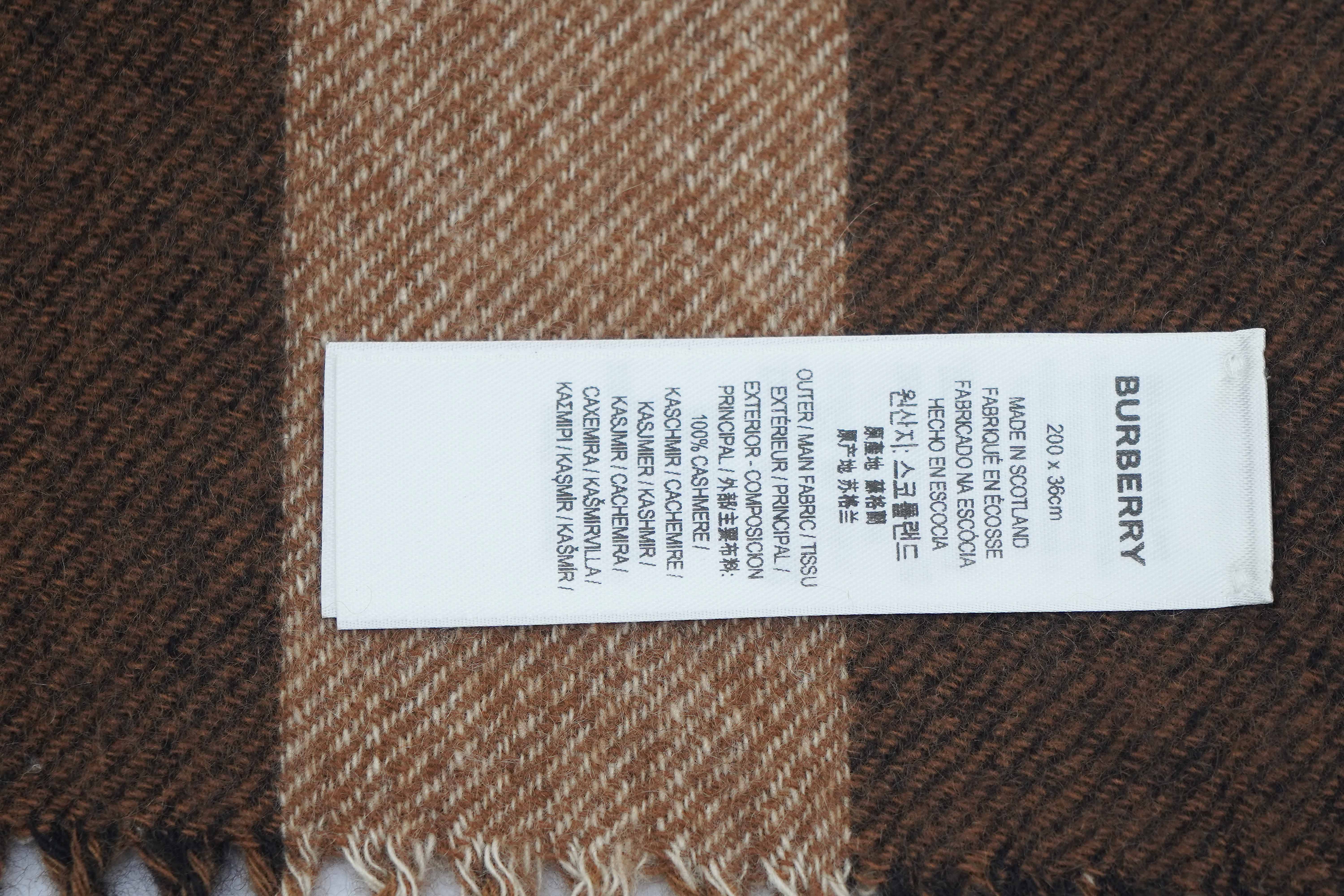 Burberry Brown Reversible Check Cashmere Scarf (Pre-owned)