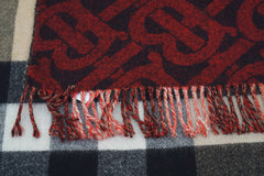 Burberry Red & Beige Reversible Check Cashmere Scarf (Pre-owned)