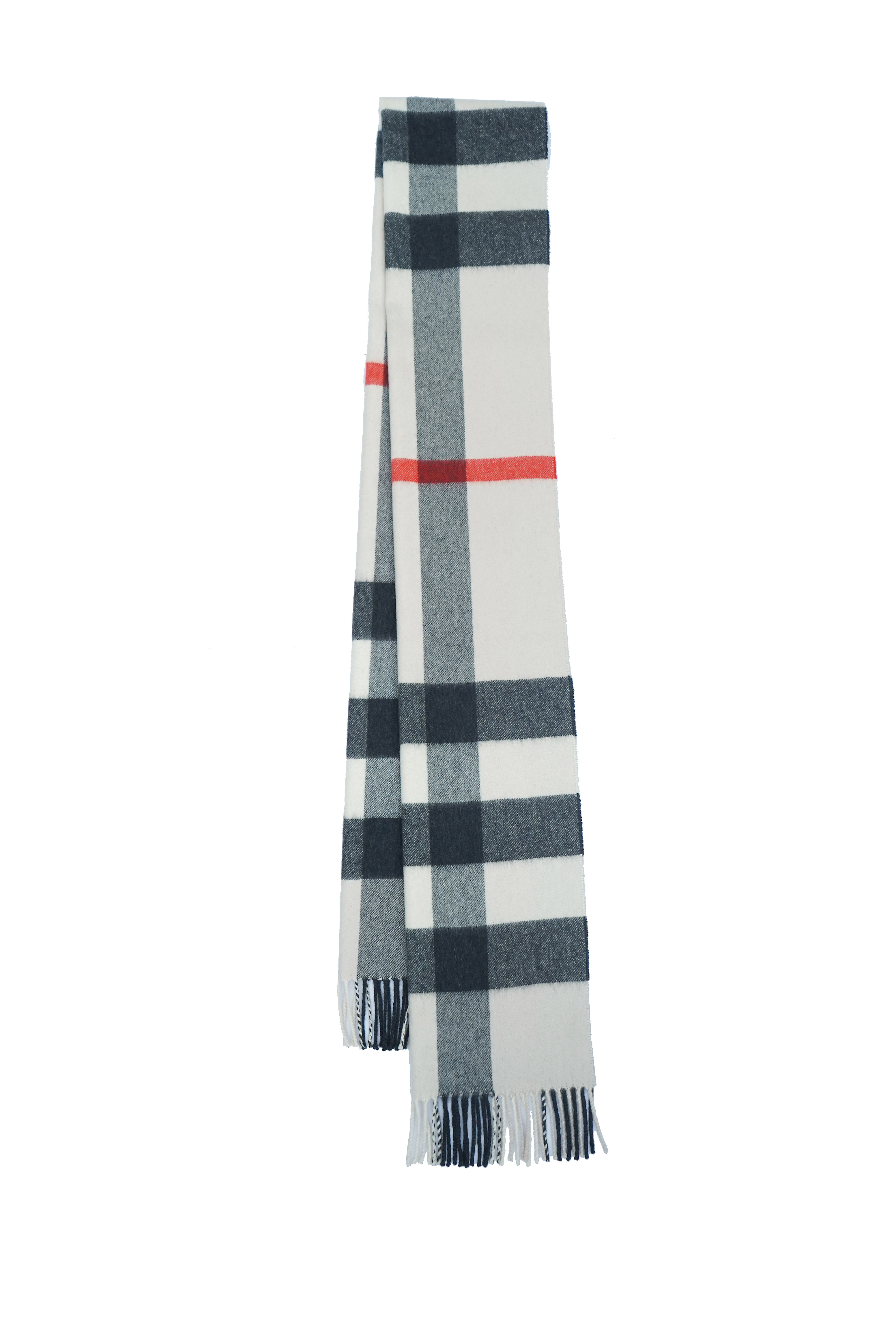Burberry Check Cashmere Ecru Scarf (Pre-owned)