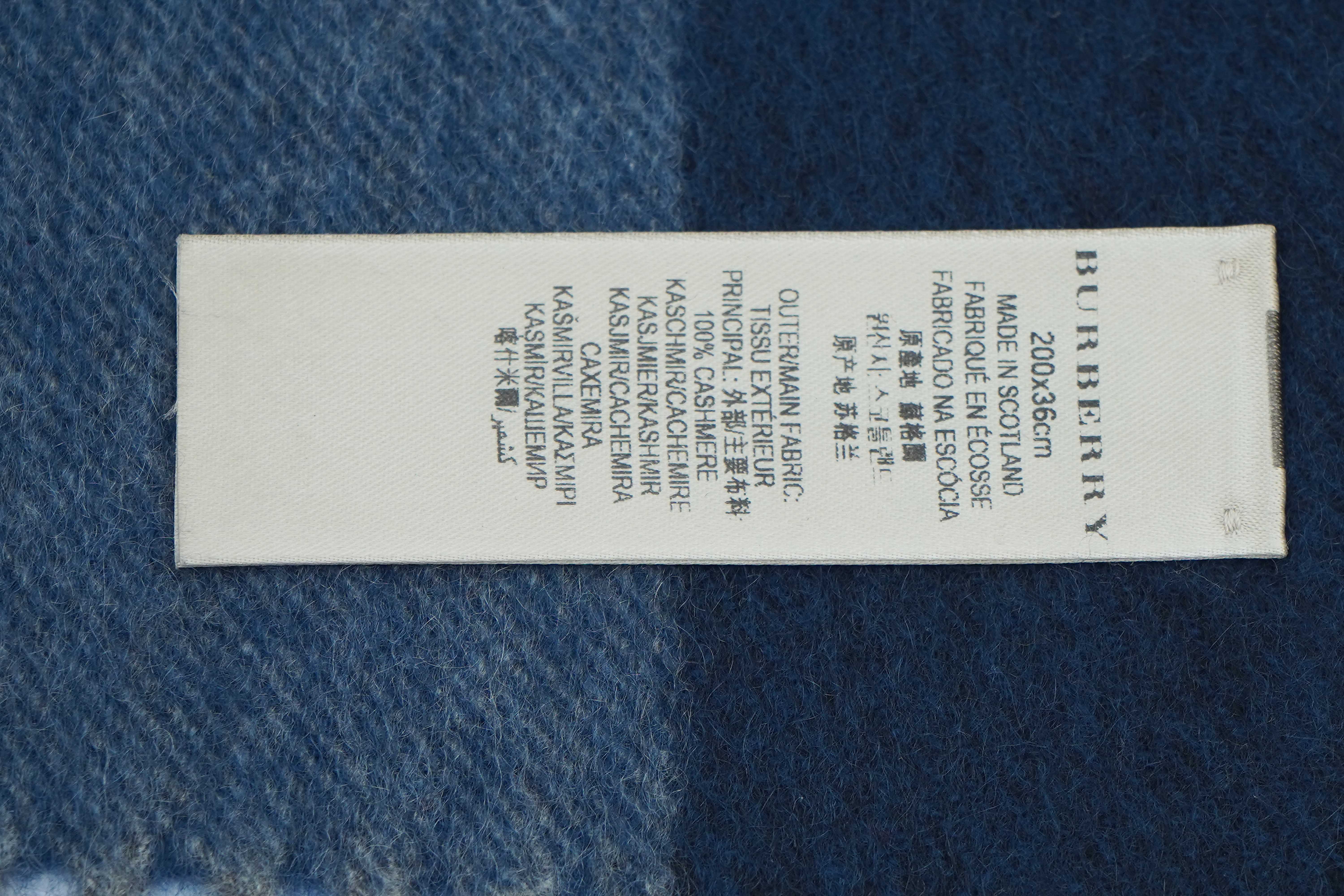Burberry Check Cashmere Blue Scarf (Pre-owned)