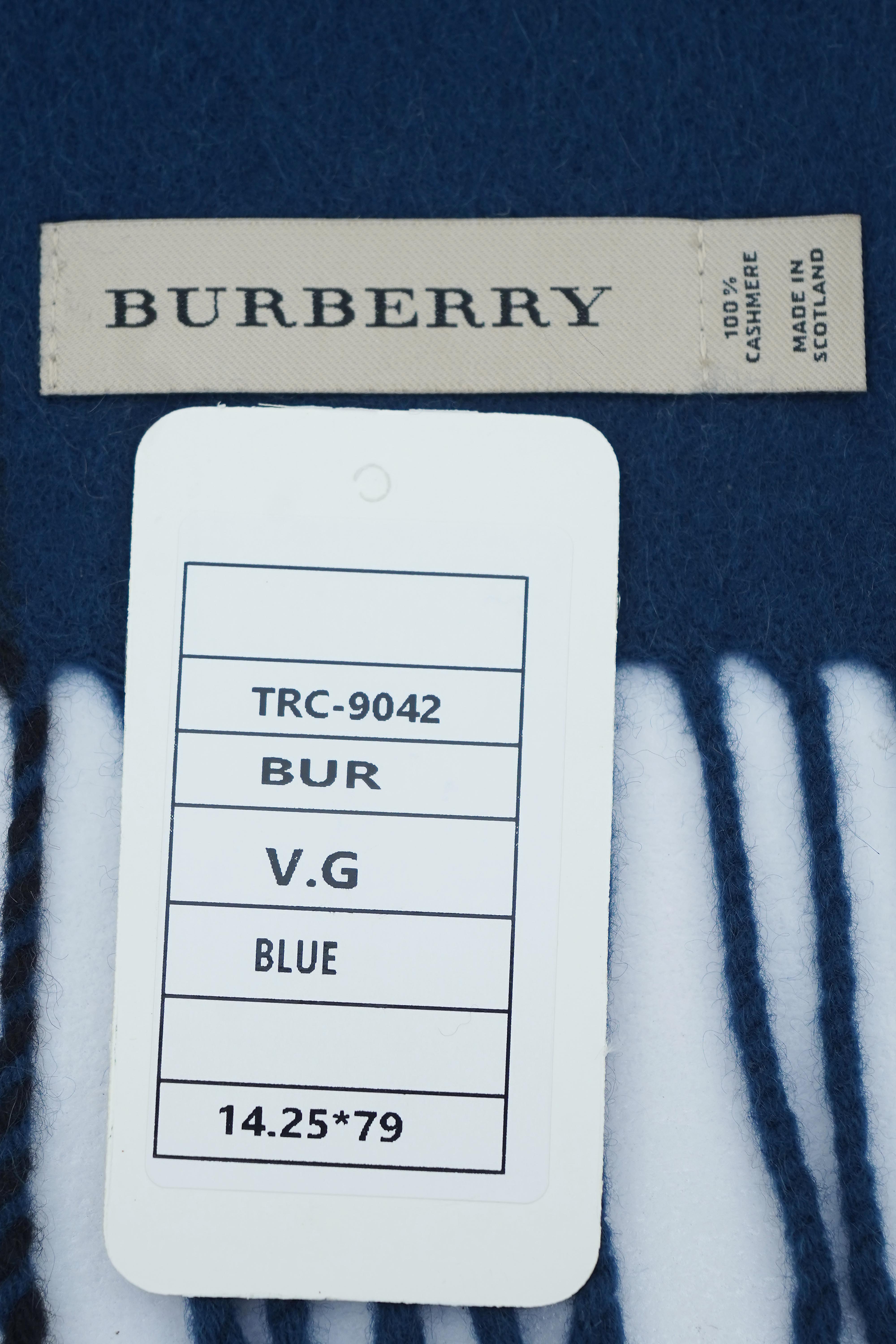 Burberry Check Cashmere Blue Scarf (Pre-owned)