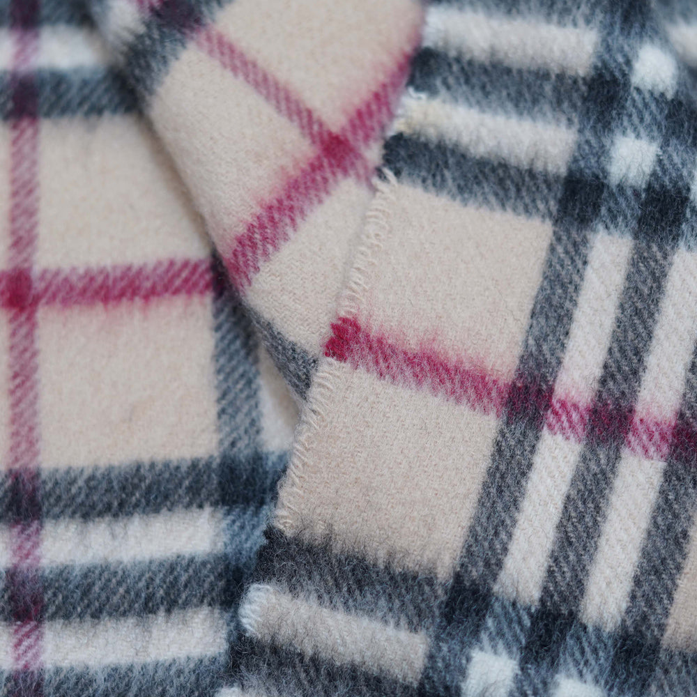 Cashmere/Wool Plaid Print Vintage Pre-Loved Scarf
