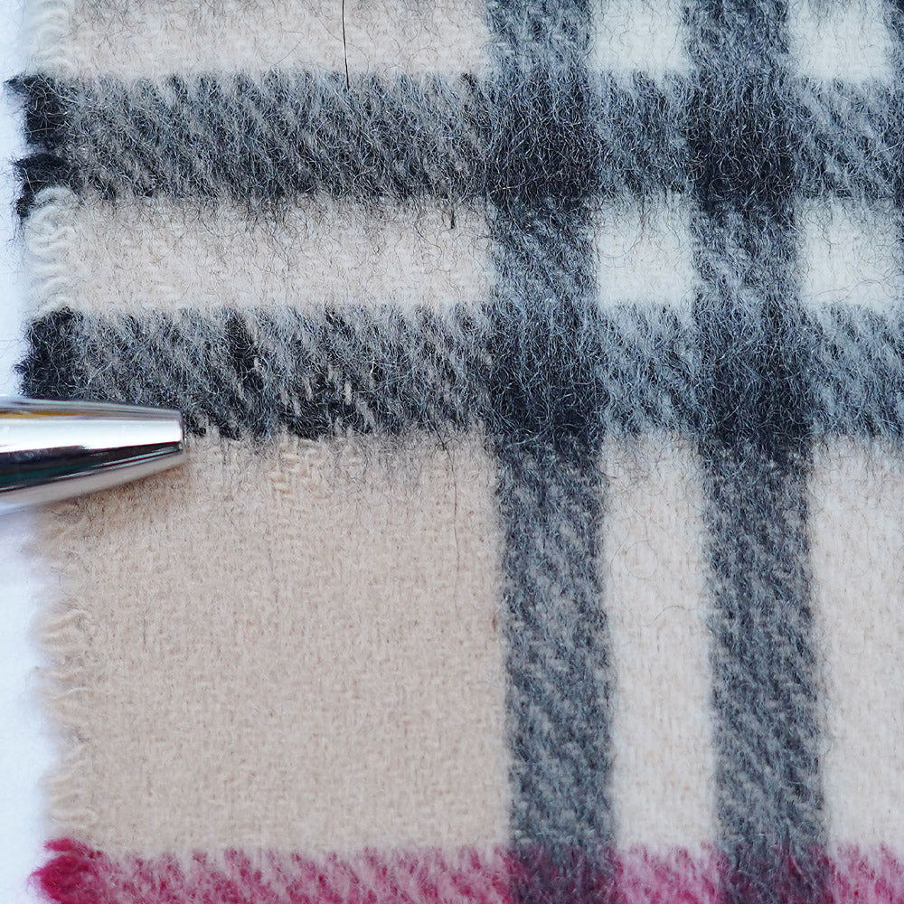 Cashmere/Wool Plaid Print Vintage Pre-Loved Scarf