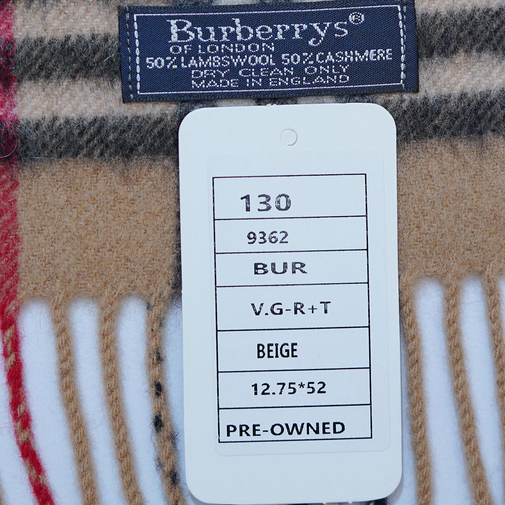 Cashmere/Wool Plaid Print Vintage Pre-Loved Scarf