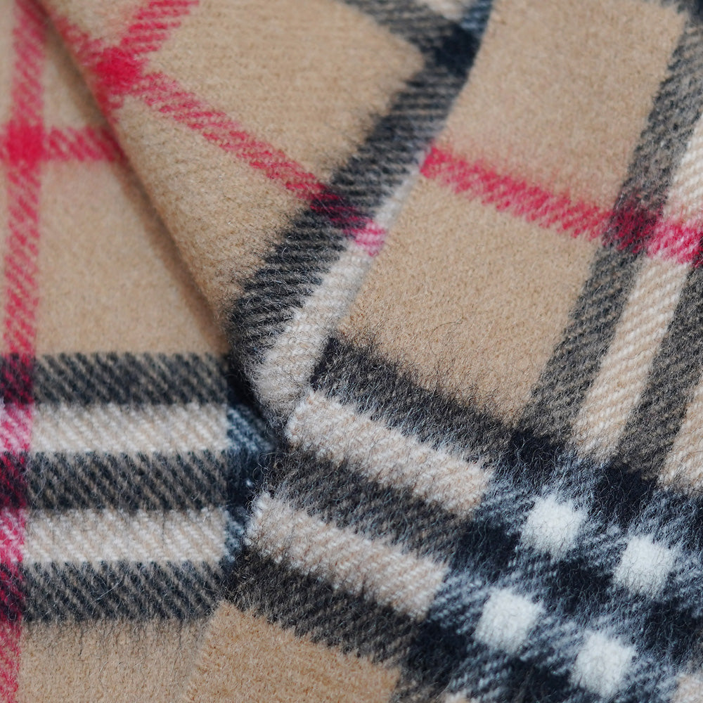 Cashmere/Wool Plaid Print Vintage Pre-Loved Scarf