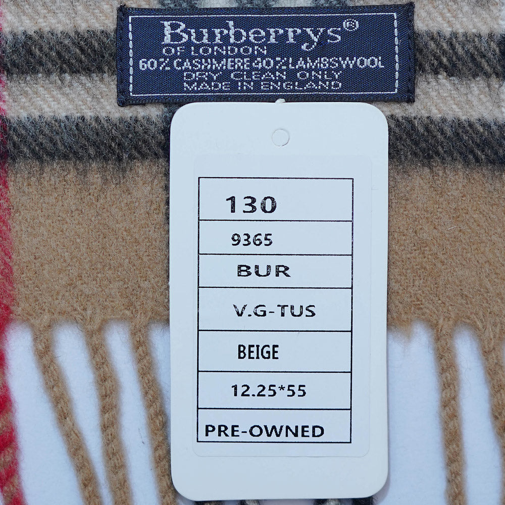Cashmere/Wool Plaid Print Vintage Pre-Loved Scarf