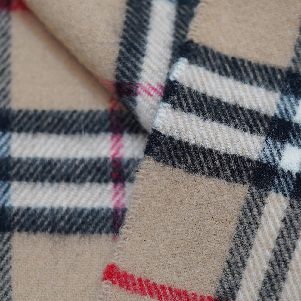 Merino Wool Plaid Print Vintage Pre-Loved Scarf