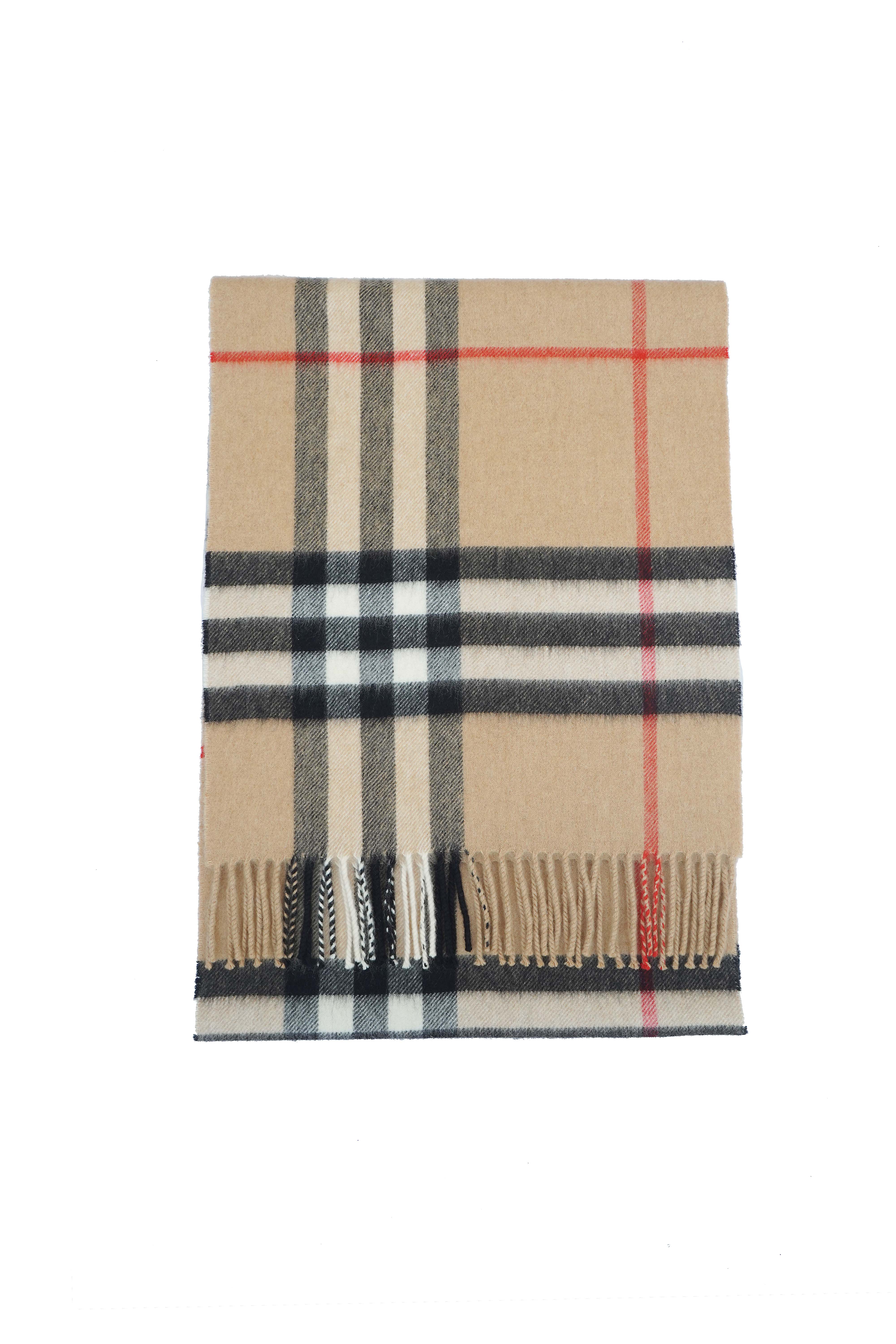 BURBERRY Beige Cashmere Check Scarf (Pre-Owned)