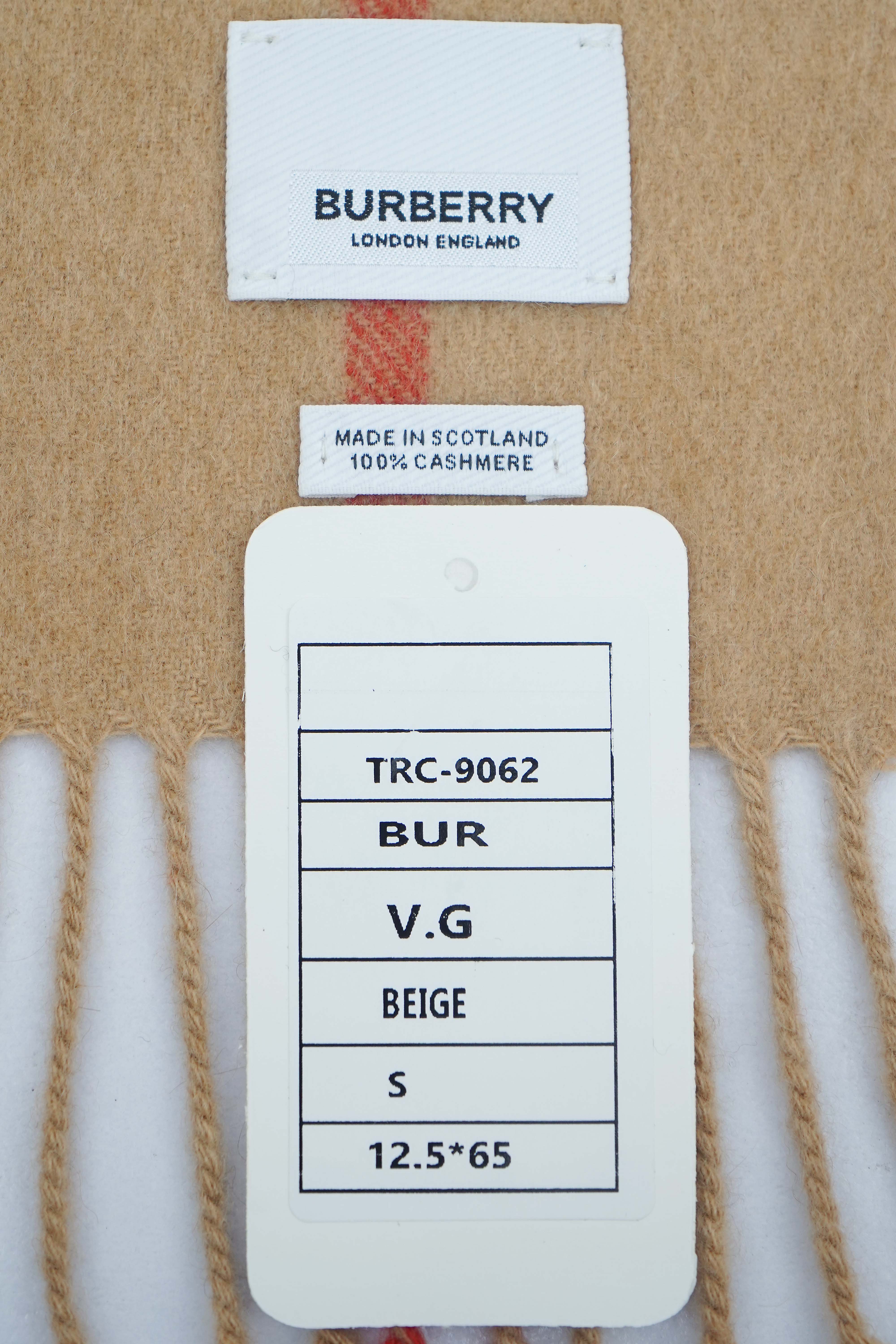 BURBERRY Beige Cashmere Check Scarf (Pre-Owned)