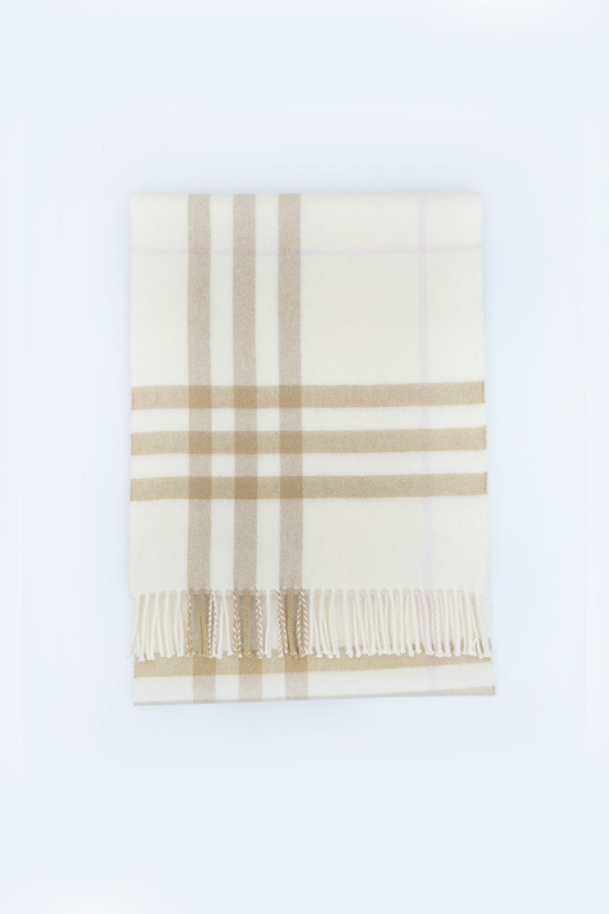 Burberry White Alabaster Classic Check Cashmere scarf (Pre-Owned)