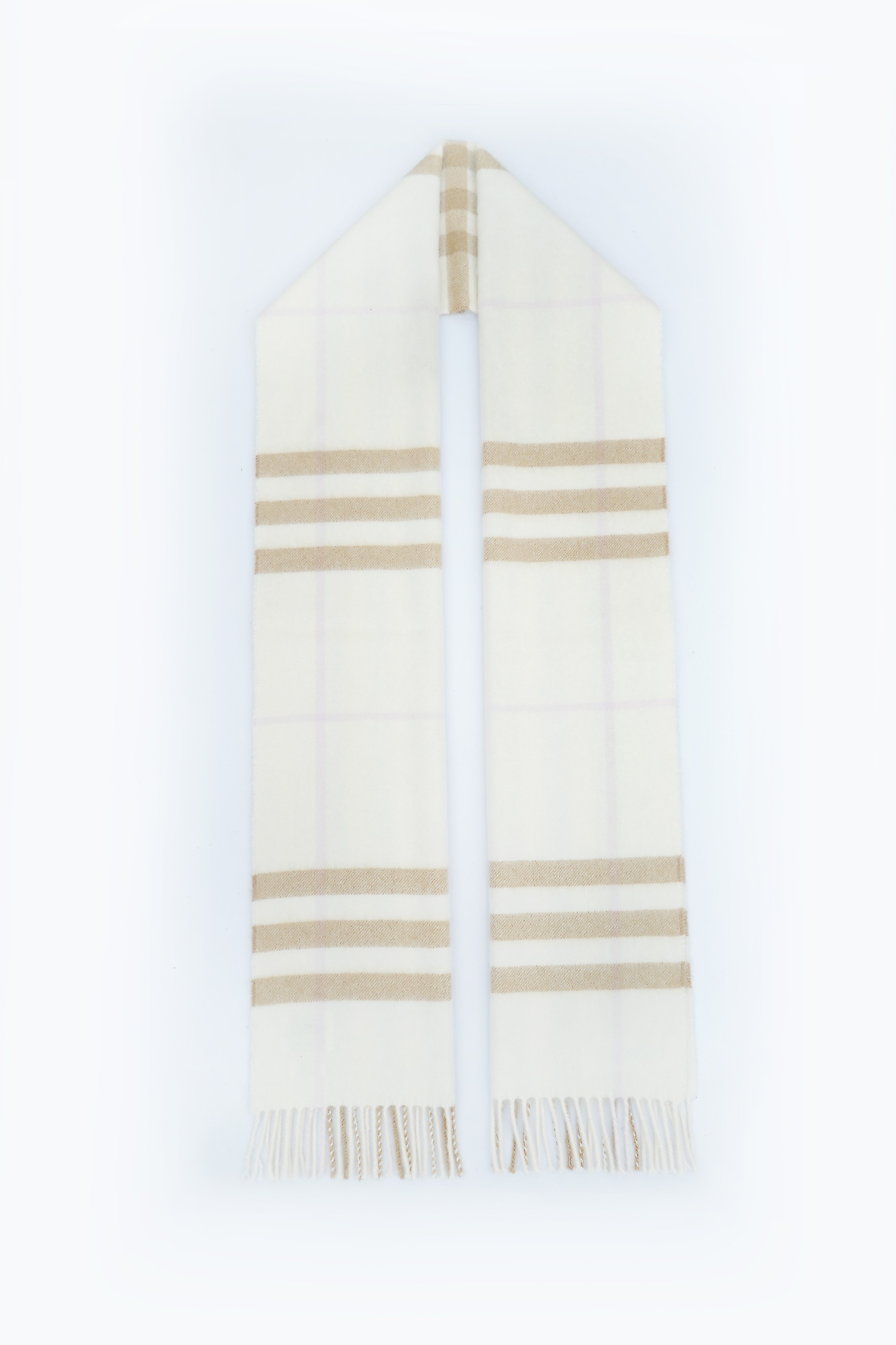 Burberry White Alabaster Classic Check Cashmere scarf (Pre-Owned)
