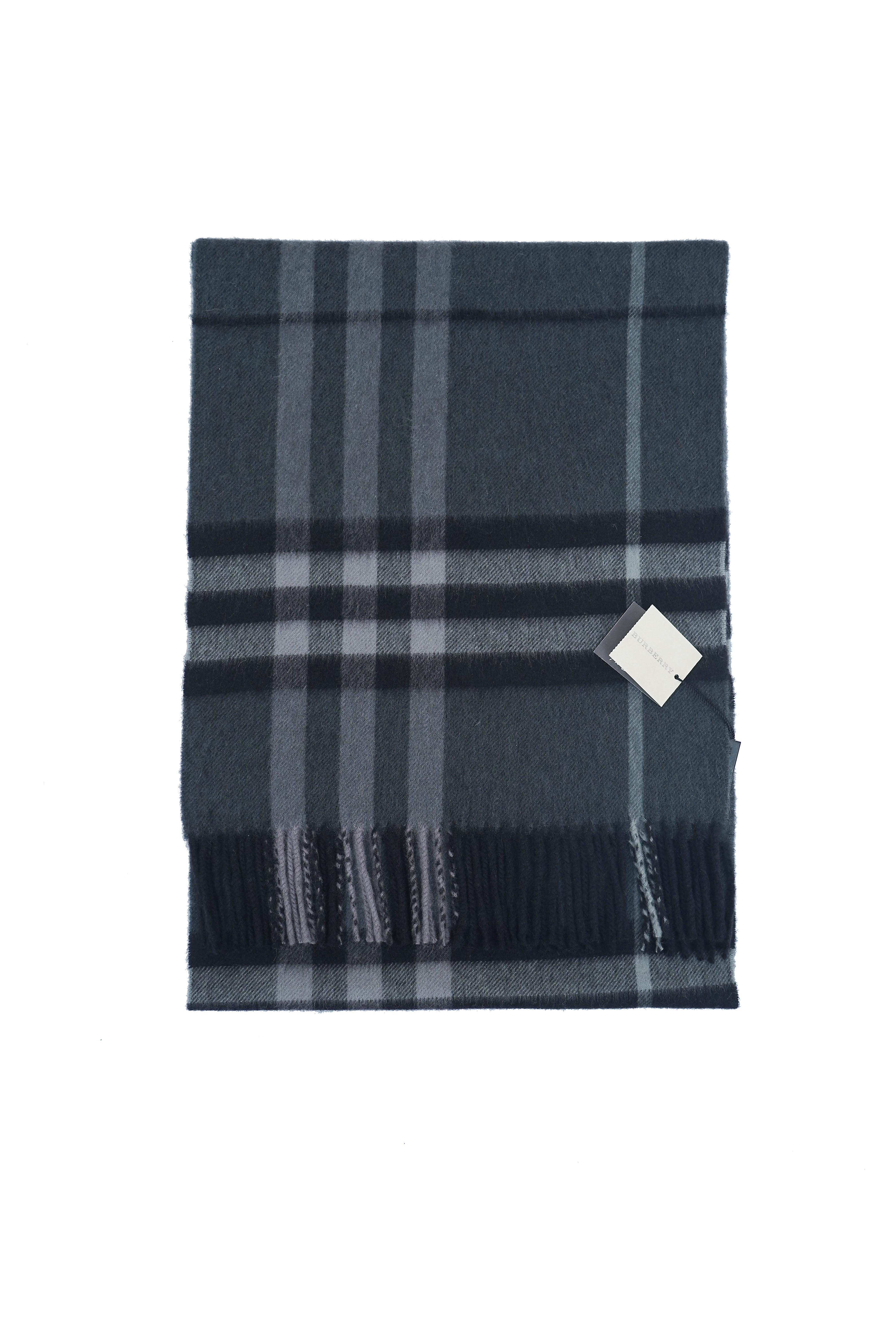 BURBERRY Check Cashmere Scarf Grey (Pre- Owned)