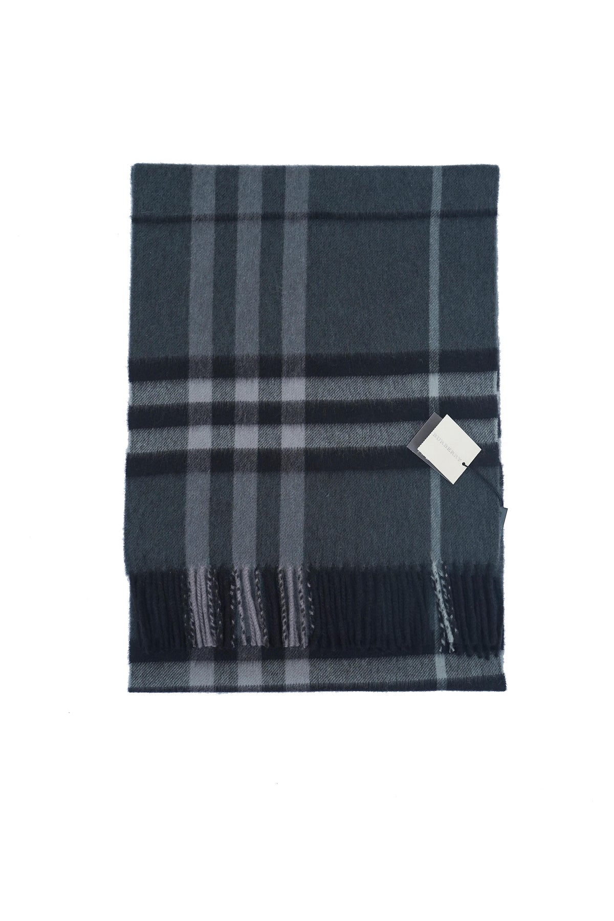 BURBERRY Check Cashmere Scarf Grey (Pre- Owned)