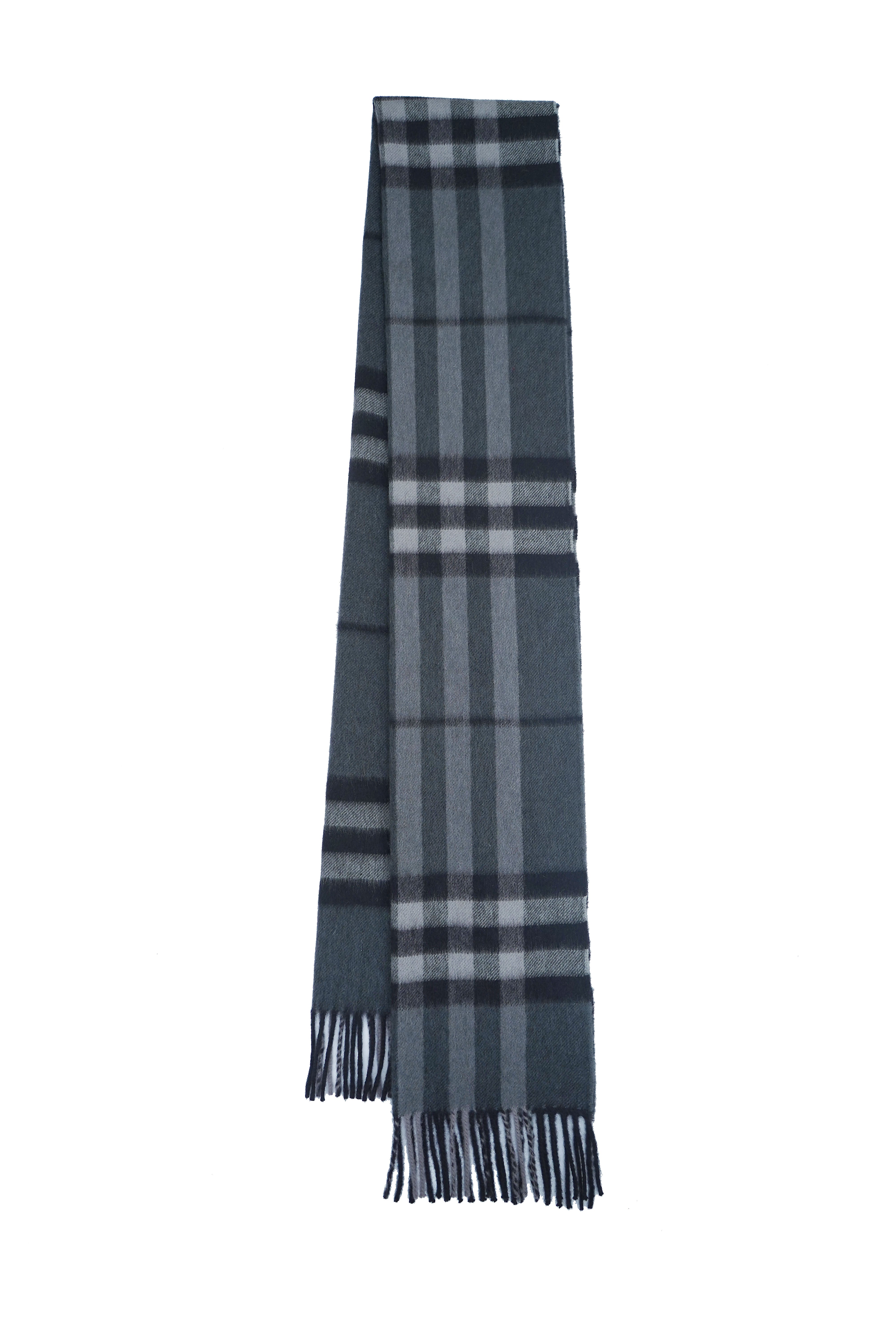 BURBERRY Check Cashmere Scarf Grey (Pre- Owned)