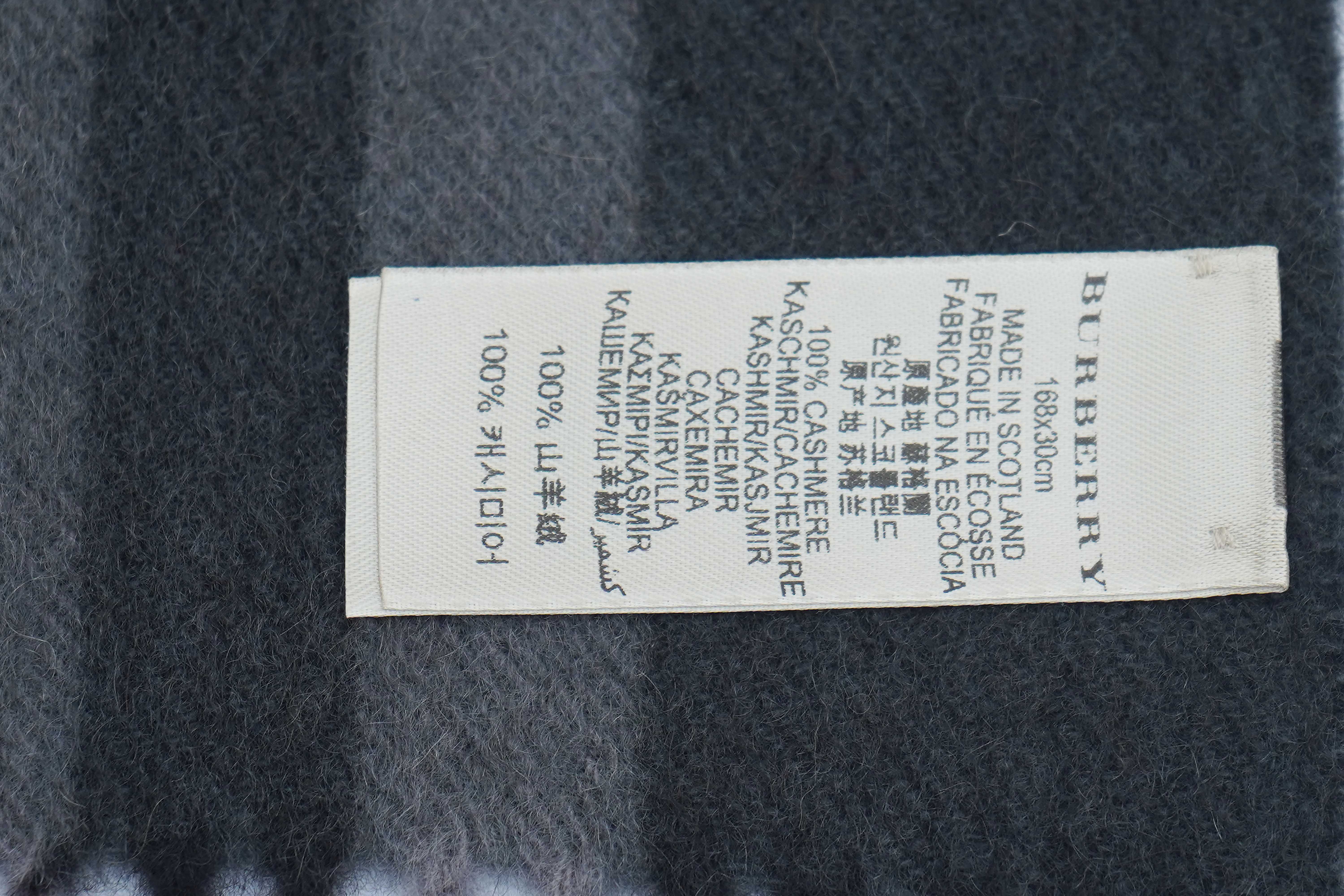 BURBERRY Check Cashmere Scarf Grey (Pre- Owned)