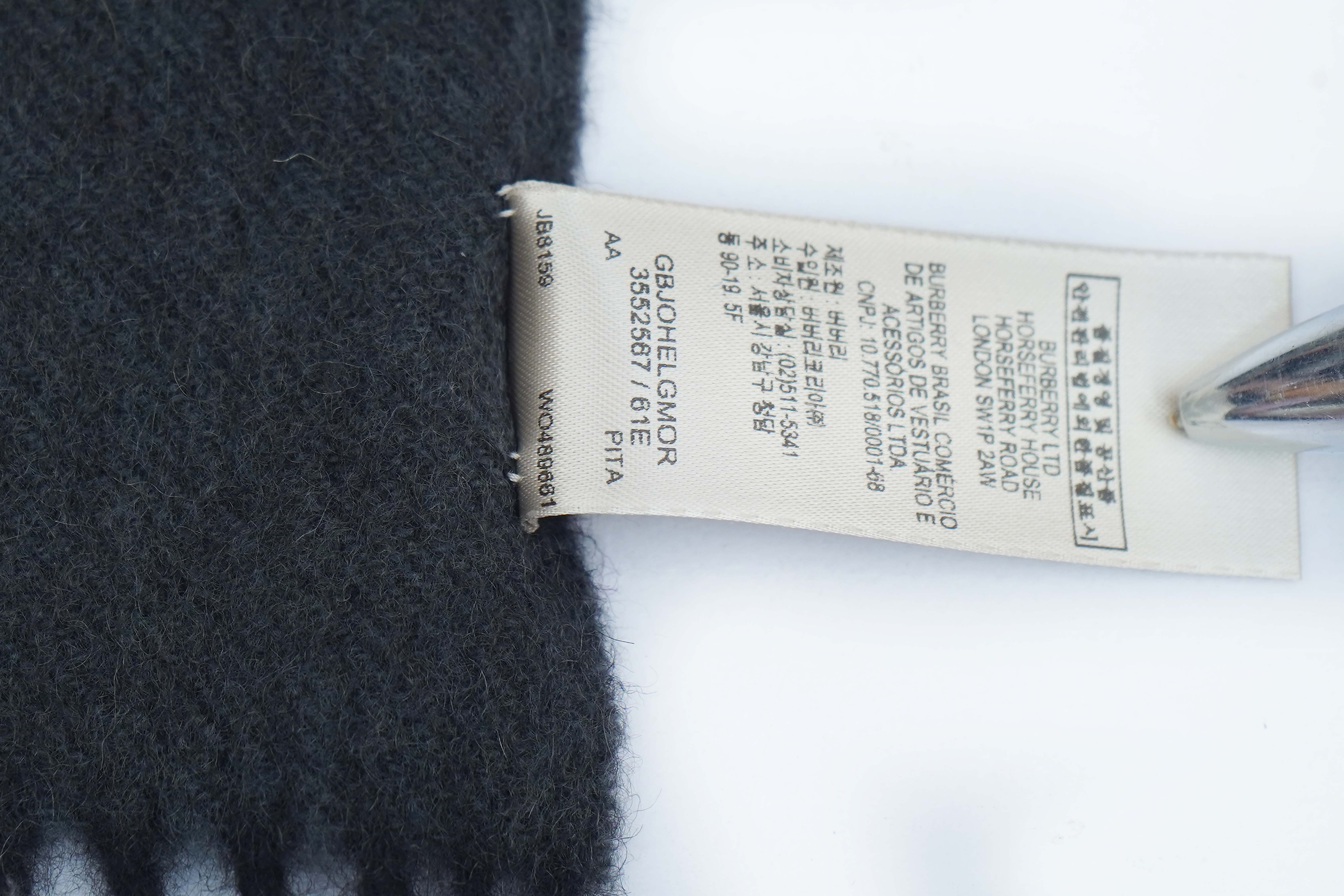 BURBERRY Check Cashmere Scarf Grey (Pre- Owned)