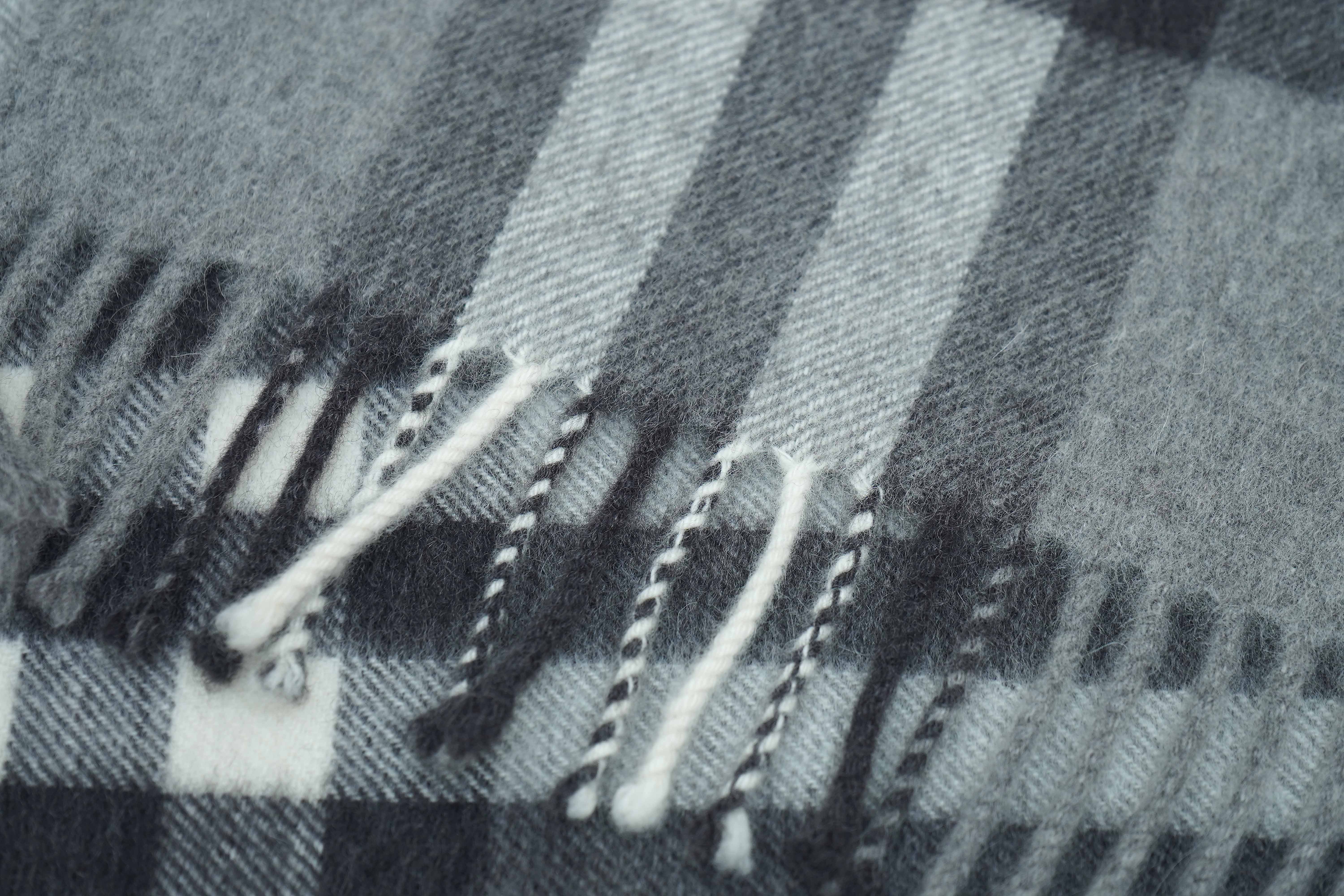 BURBERRY Grey Check Cashmere Scarf (Pre- Owned)