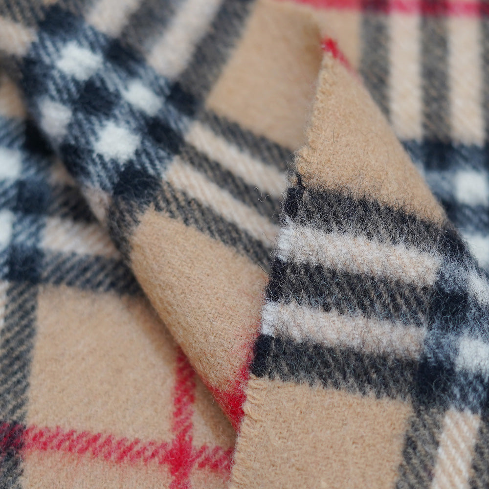Lambswool Plaid Print Vintage Pre-Loved Scarf