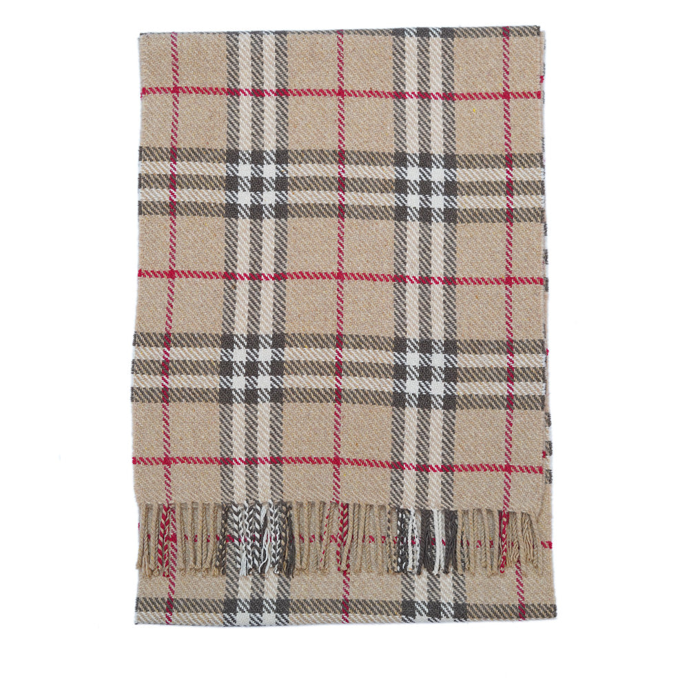 Cashmere/Wool Plaid Print Vintage Pre-Loved Scarf
