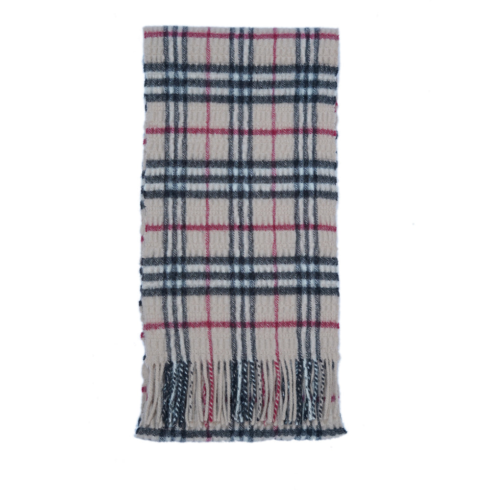 Cashmere/Wool Plaid Print Vintage Pre-Loved Scarf