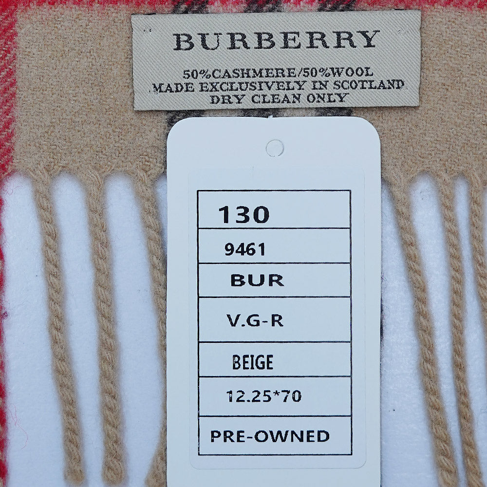 Cashmere/Wool Plaid Print Vintage Pre-Loved Scarf